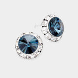 Rivoli Cut Genuine Crystal Round Stud Earrings - Madeline Love - Flyclothing LLC