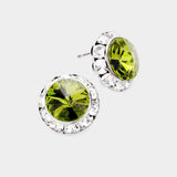 Rivoli Cut Genuine Crystal Round Stud Earrings - Madeline Love - Flyclothing LLC