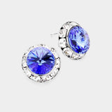 Rivoli Cut Genuine Crystal Round Stud Earrings - Madeline Love - Flyclothing LLC