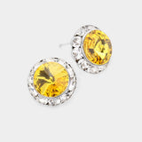 Rivoli Cut Genuine Crystal Round Stud Earrings - Madeline Love - Flyclothing LLC