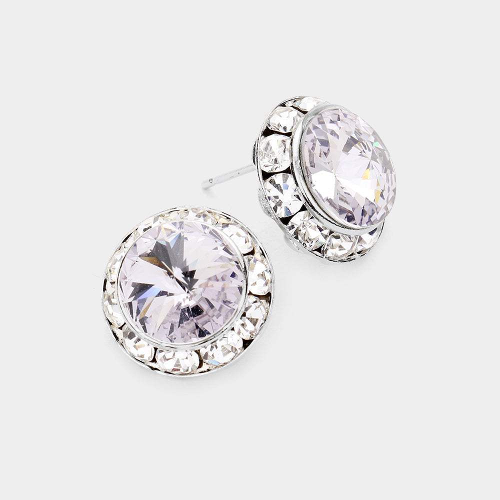 Rivoli Cut Genuine Crystal Round Stud Earrings - Madeline Love - Flyclothing LLC