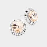 Rivoli Cut Genuine Crystal Round Stud Earrings - Madeline Love - Flyclothing LLC