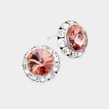 Rivoli Cut Genuine Crystal Round Stud Earrings - Madeline Love - Flyclothing LLC
