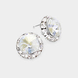 Rivoli Cut Genuine Crystal Round Stud Earrings - Madeline Love - Flyclothing LLC