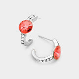 Round Cut Genuine Crystal Half Hoop Earrings - Madeline Love - Flyclothing LLC