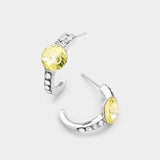 Round Cut Genuine Crystal Half Hoop Earrings - Madeline Love - Flyclothing LLC