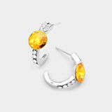 Round Cut Genuine Crystal Half Hoop Earrings - Madeline Love - Flyclothing LLC