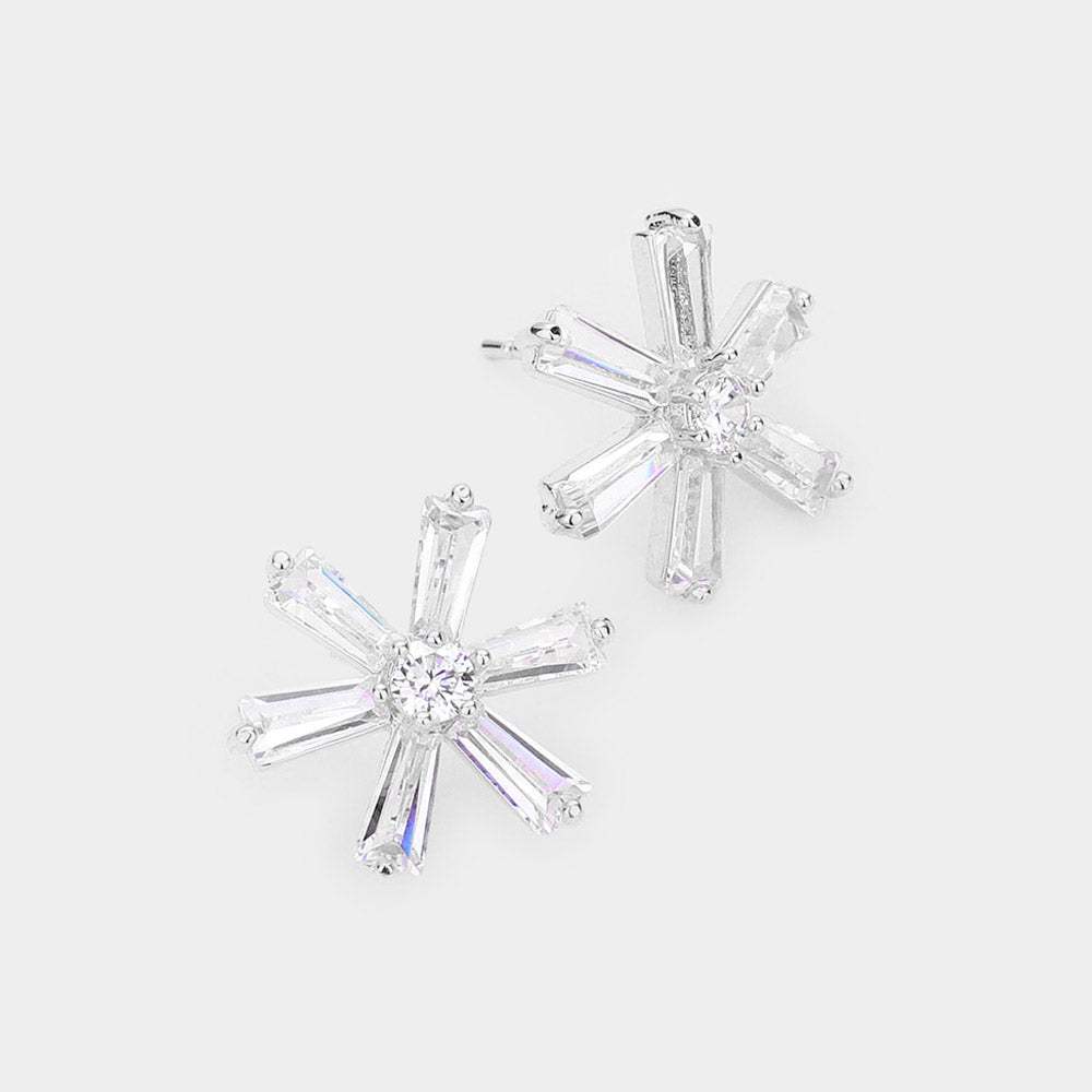 Crystal cubic zirconia CZ flower stud earrings - Madeline Love - Flyclothing LLC
