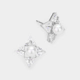 Crystal cubic zirconia CZ pearl art deco earrings - Madeline Love - Flyclothing LLC