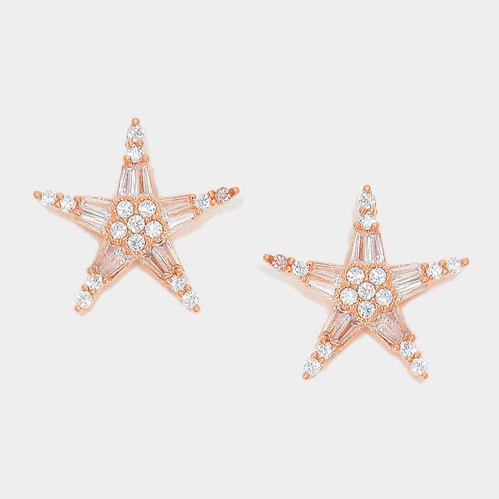 Crystal cubic zirconia CZ star stud earrings - Madeline Love - Flyclothing LLC