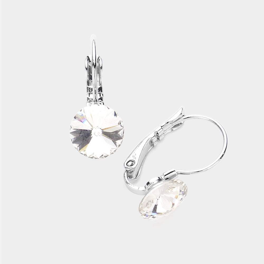 Genuine Round Crystal Lever Back Earrings - Madeline Love - Flyclothing LLC