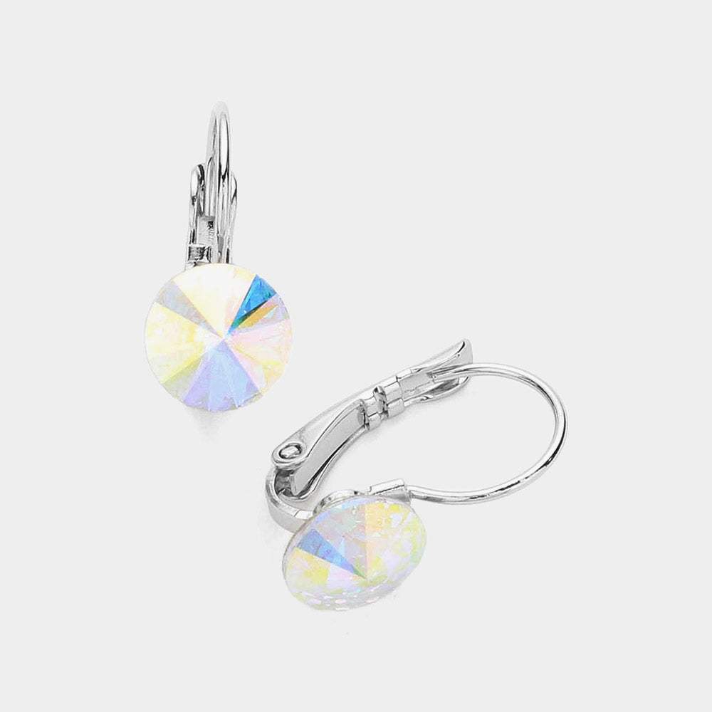 Genuine Round Crystal Lever Back Earrings - Madeline Love - Flyclothing LLC