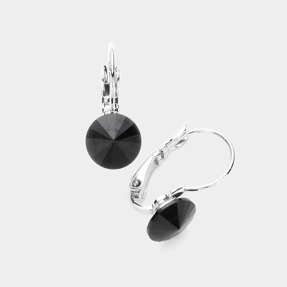 Genuine Round Crystal Lever Back Earrings - Madeline Love - Flyclothing LLC