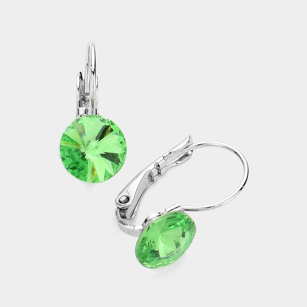 Genuine Round Crystal Lever Back Earrings - Madeline Love - Flyclothing LLC