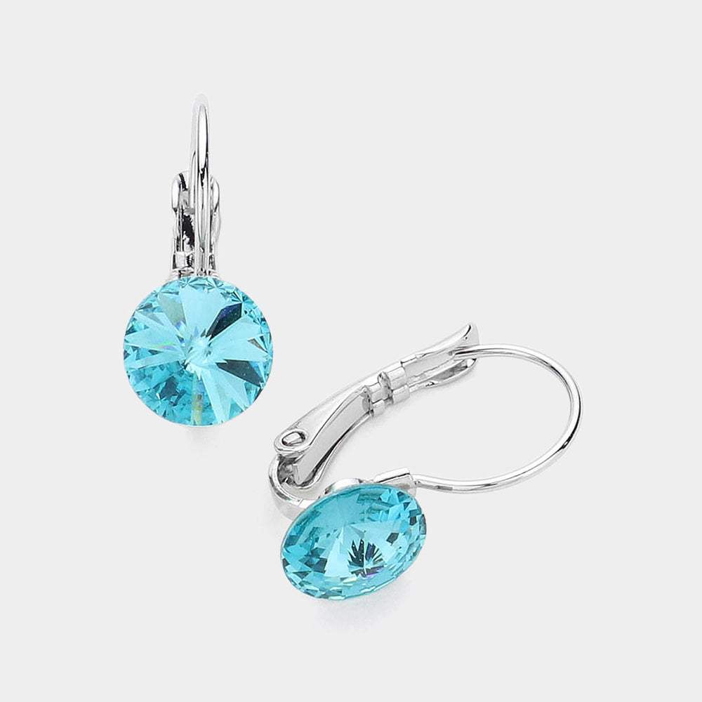 Genuine Round Crystal Lever Back Earrings - Madeline Love - Flyclothing LLC