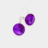 Genuine Round Crystal Lever Back Earrings - Madeline Love - Flyclothing LLC
