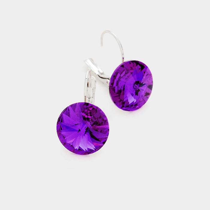 Genuine Round Crystal Lever Back Earrings - Madeline Love - Flyclothing LLC