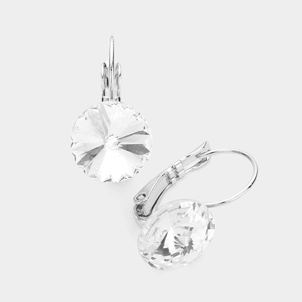 Genuine Round Crystal Lever Back Earrings - Madeline Love - Flyclothing LLC