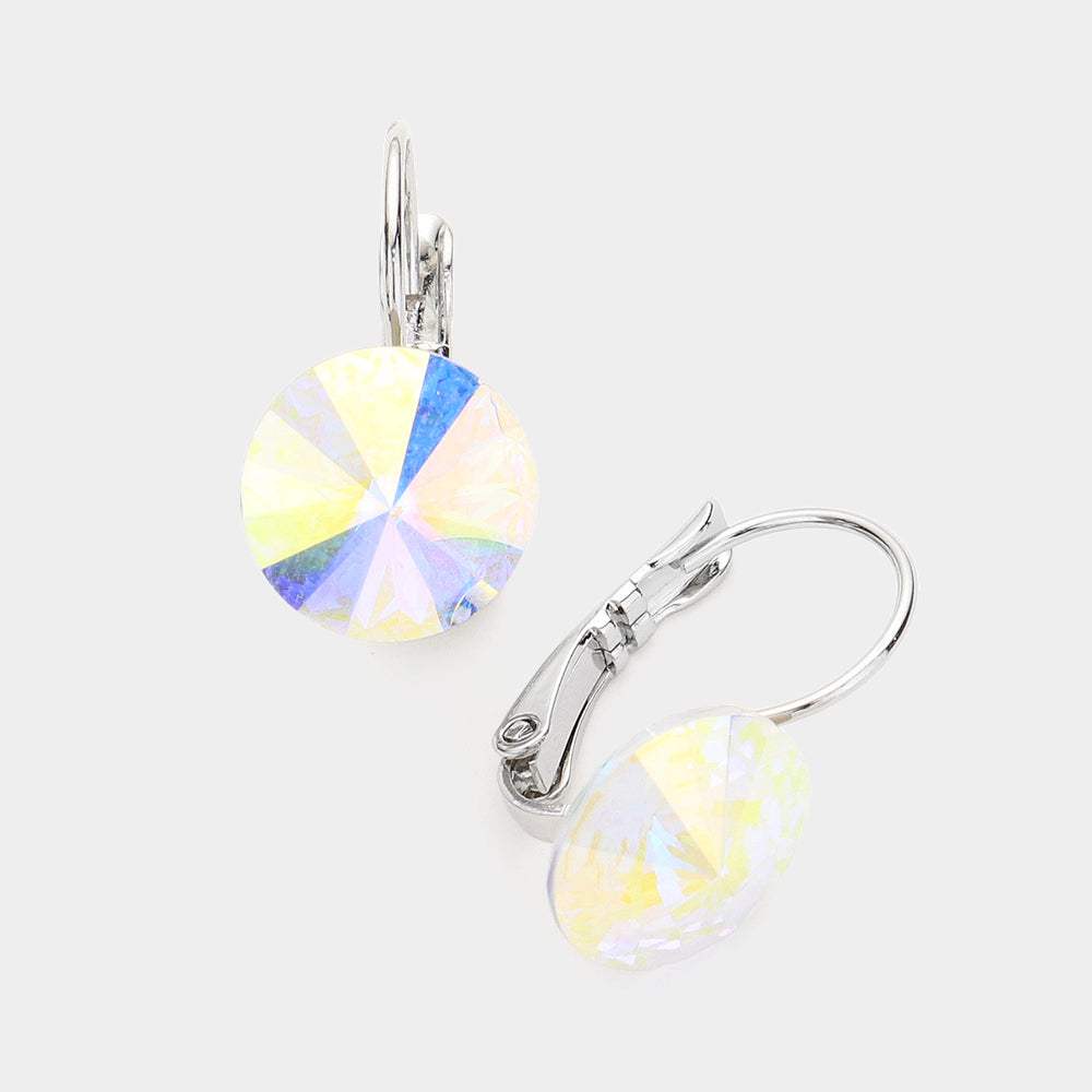 Genuine Round Crystal Lever Back Earrings - Madeline Love - Flyclothing LLC