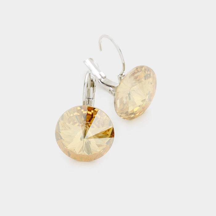 Genuine Round Crystal Lever Back Earrings - Madeline Love - Flyclothing LLC