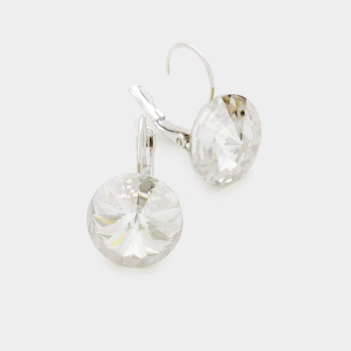Genuine Round Crystal Lever Back Earrings - Madeline Love - Flyclothing LLC