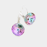 Genuine Round Crystal Lever Back Earrings - Madeline Love - Flyclothing LLC