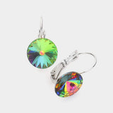 Genuine Round Crystal Lever Back Earrings - Madeline Love - Flyclothing LLC