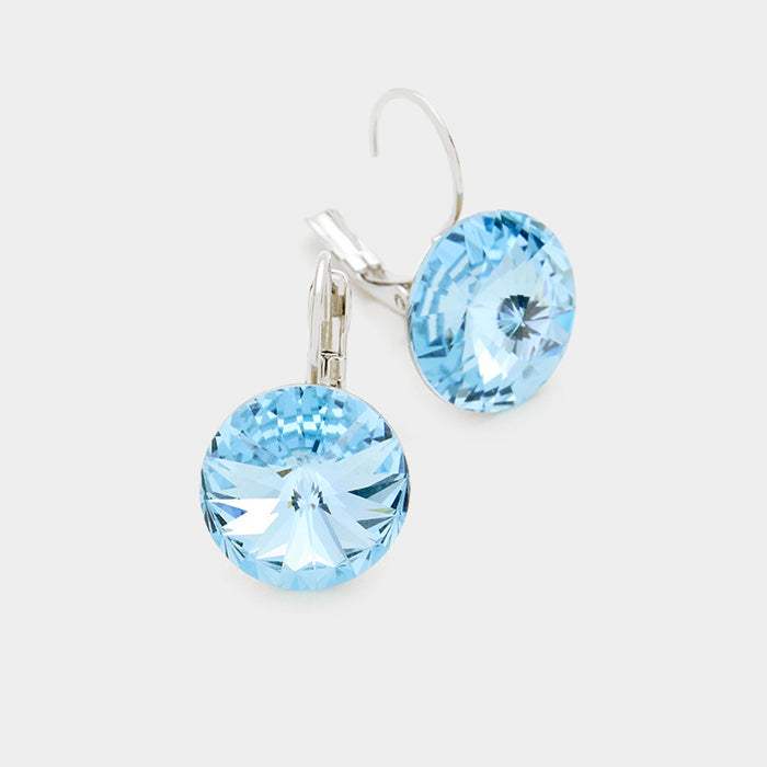 Genuine Round Crystal Lever Back Earrings - Madeline Love - Flyclothing LLC