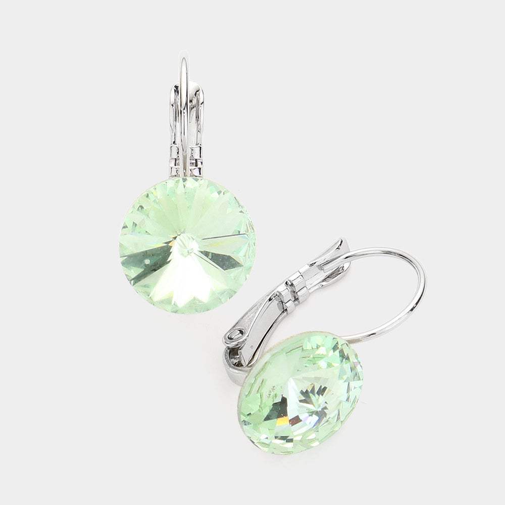 Genuine Round Crystal Lever Back Earrings - Madeline Love - Flyclothing LLC