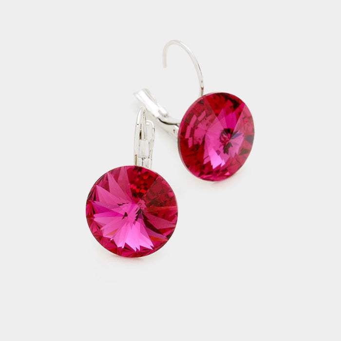 Genuine Round Crystal Lever Back Earrings - Madeline Love - Flyclothing LLC