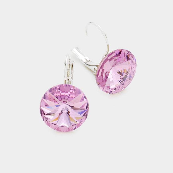 Genuine Round Crystal Lever Back Earrings - Madeline Love - Flyclothing LLC