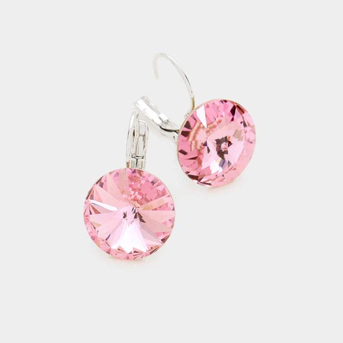Genuine Round Crystal Lever Back Earrings - Madeline Love - Flyclothing LLC
