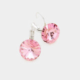 Genuine Round Crystal Lever Back Earrings - Madeline Love - Flyclothing LLC