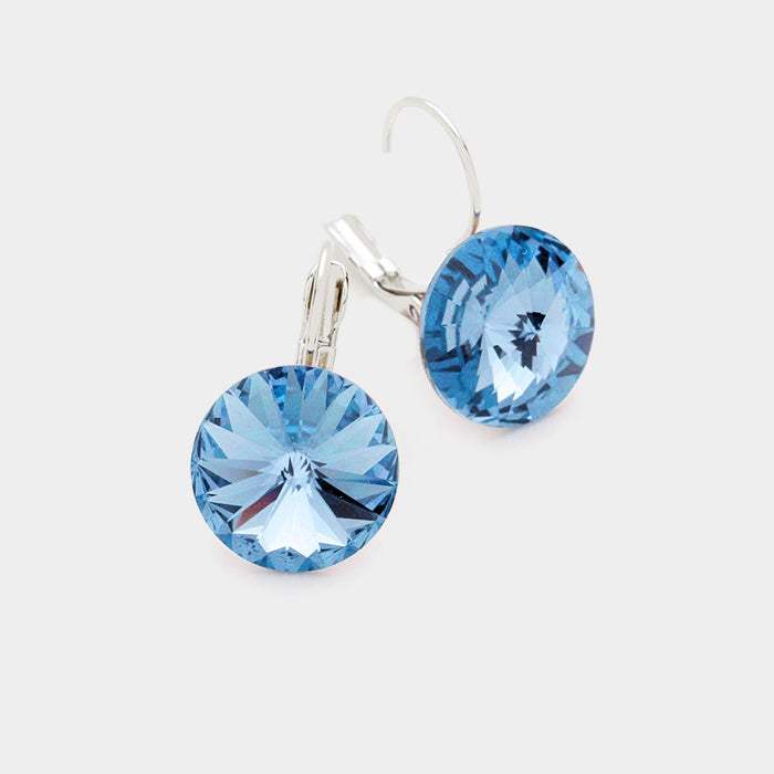 Genuine Round Crystal Lever Back Earrings - Madeline Love - Flyclothing LLC