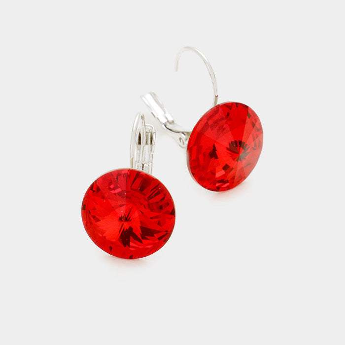 Genuine Round Crystal Lever Back Earrings - Madeline Love - Flyclothing LLC
