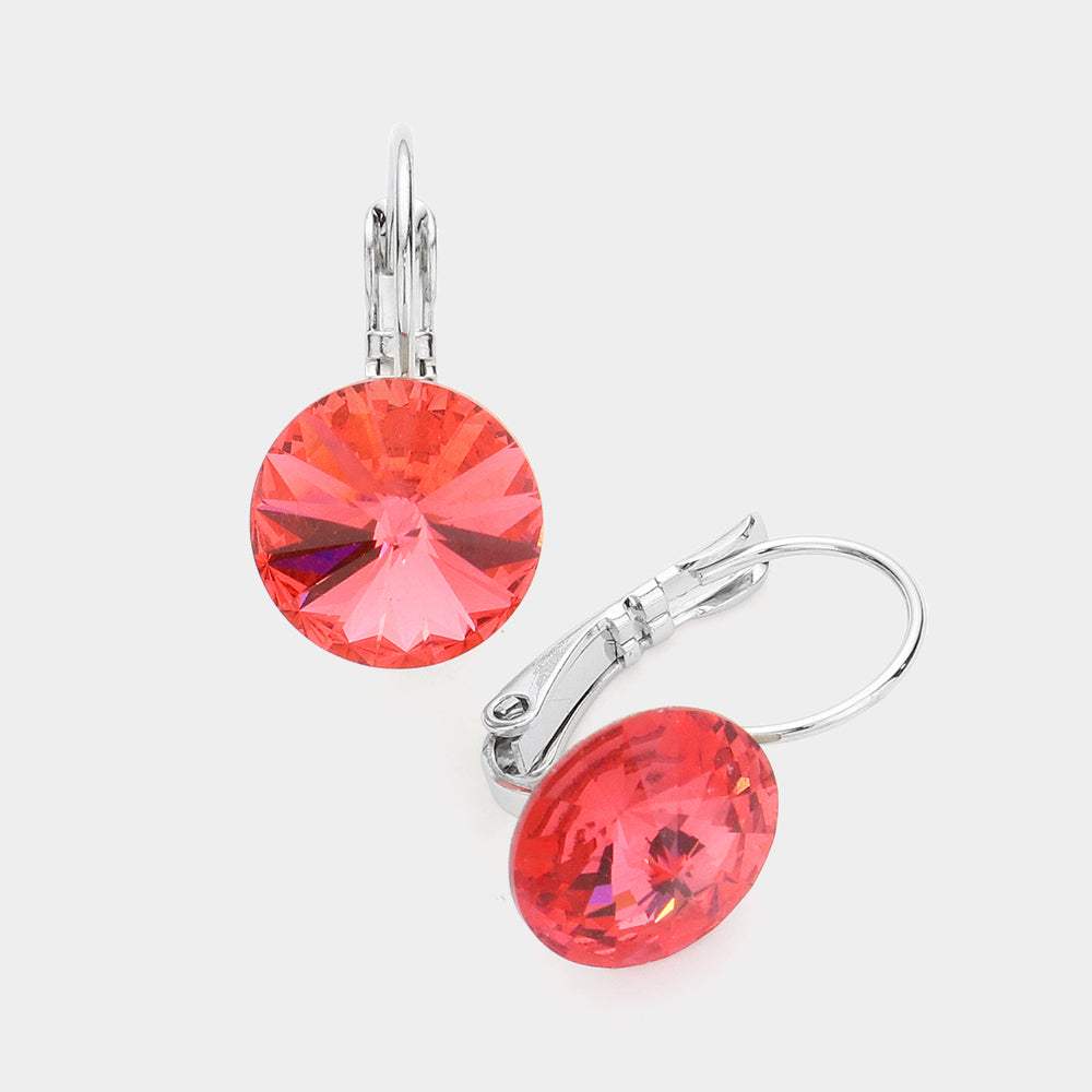 Genuine Round Crystal Lever Back Earrings - Madeline Love - Flyclothing LLC