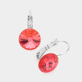 Genuine Round Crystal Lever Back Earrings - Madeline Love - Flyclothing LLC