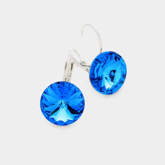 Genuine Round Crystal Lever Back Earrings - Madeline Love - Flyclothing LLC