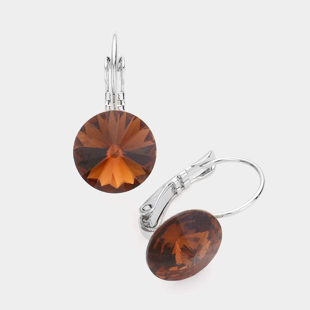 Genuine Round Crystal Lever Back Earrings - Madeline Love - Flyclothing LLC