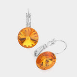 Genuine Round Crystal Lever Back Earrings - Madeline Love - Flyclothing LLC