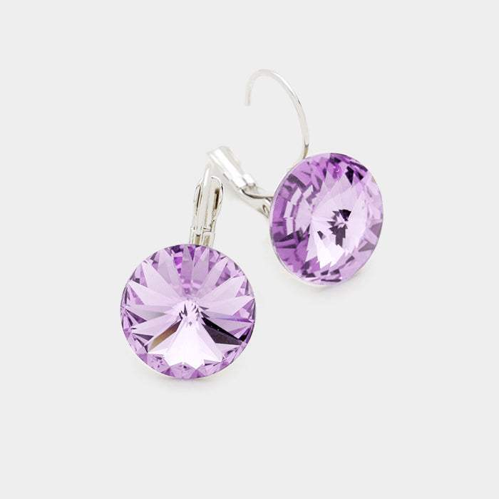 Genuine Round Crystal Lever Back Earrings - Madeline Love - Flyclothing LLC