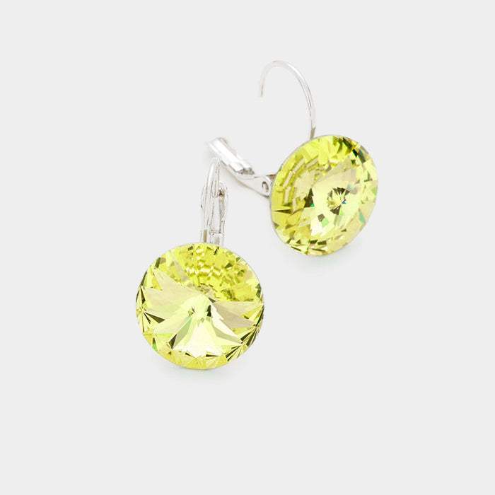 Genuine Round Crystal Lever Back Earrings - Madeline Love - Flyclothing LLC