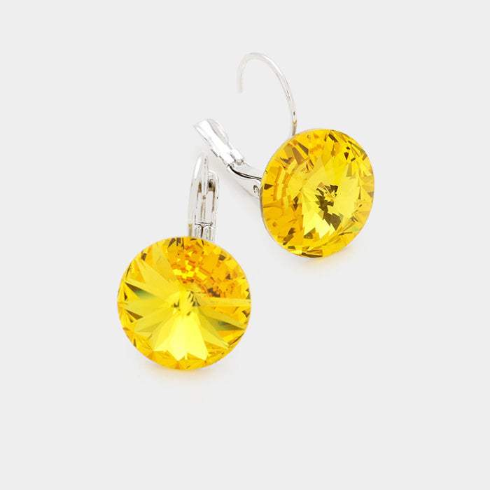 Genuine Round Crystal Lever Back Earrings - Madeline Love - Flyclothing LLC