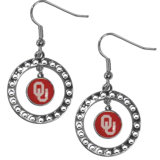 Oklahoma Sooners Rhinestone Hoop Earrings - Oklahoma Sooners - Flyclothing LLC
