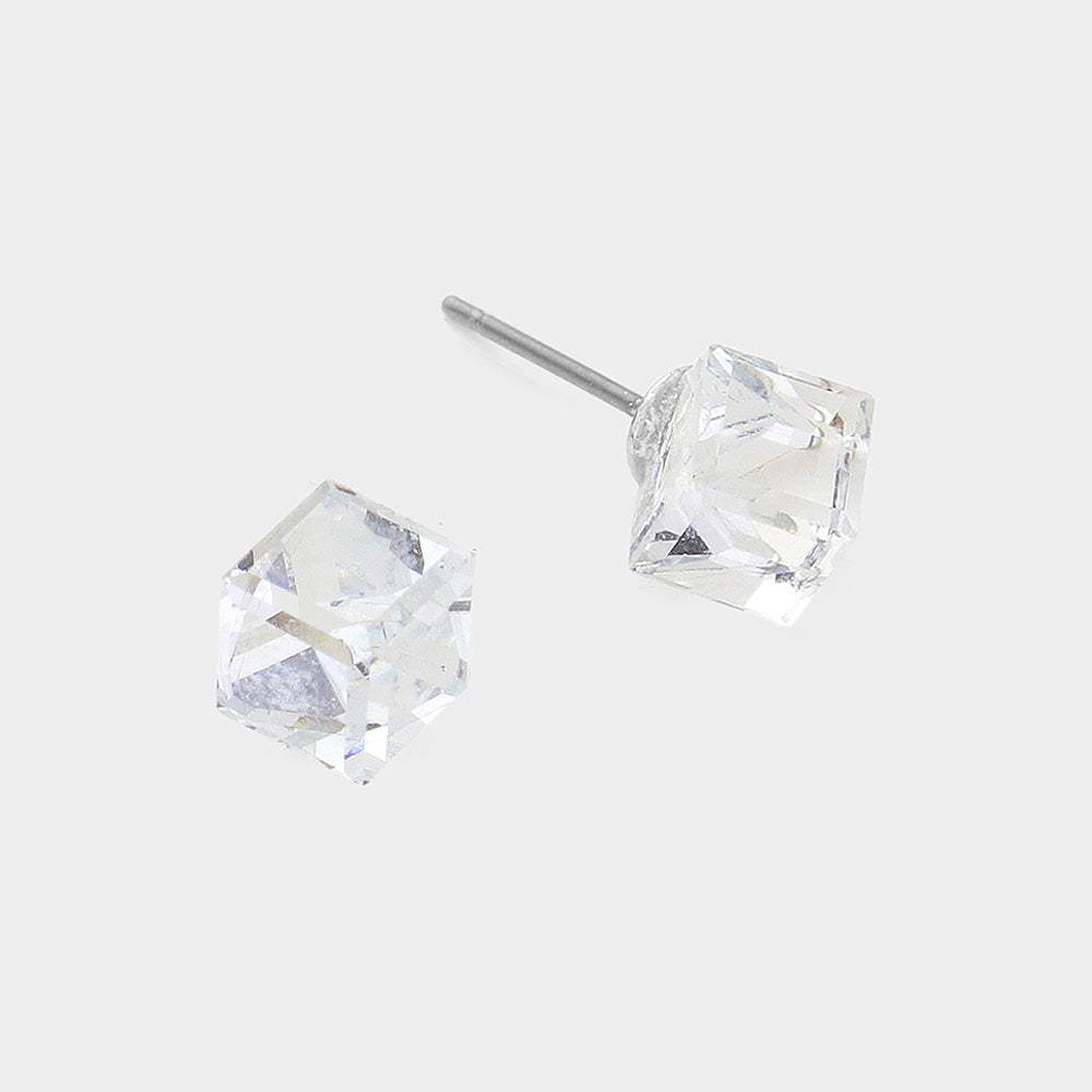 Genuine Crystal Cube Stud Earrings - Madeline Love - Flyclothing LLC