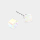 Genuine Crystal Cube Stud Earrings - Madeline Love - Flyclothing LLC