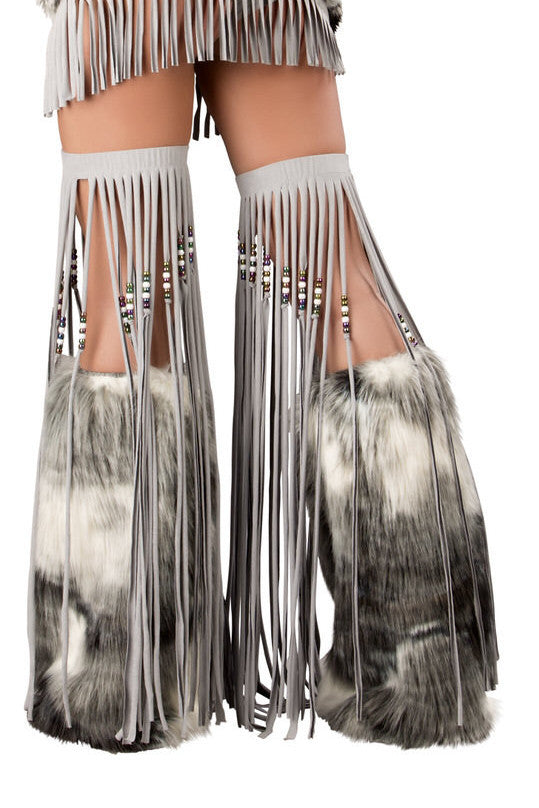 J. Valentine Silver Beaded Fringe Leggings CS218 - J. Valentine - Flyclothing LLC