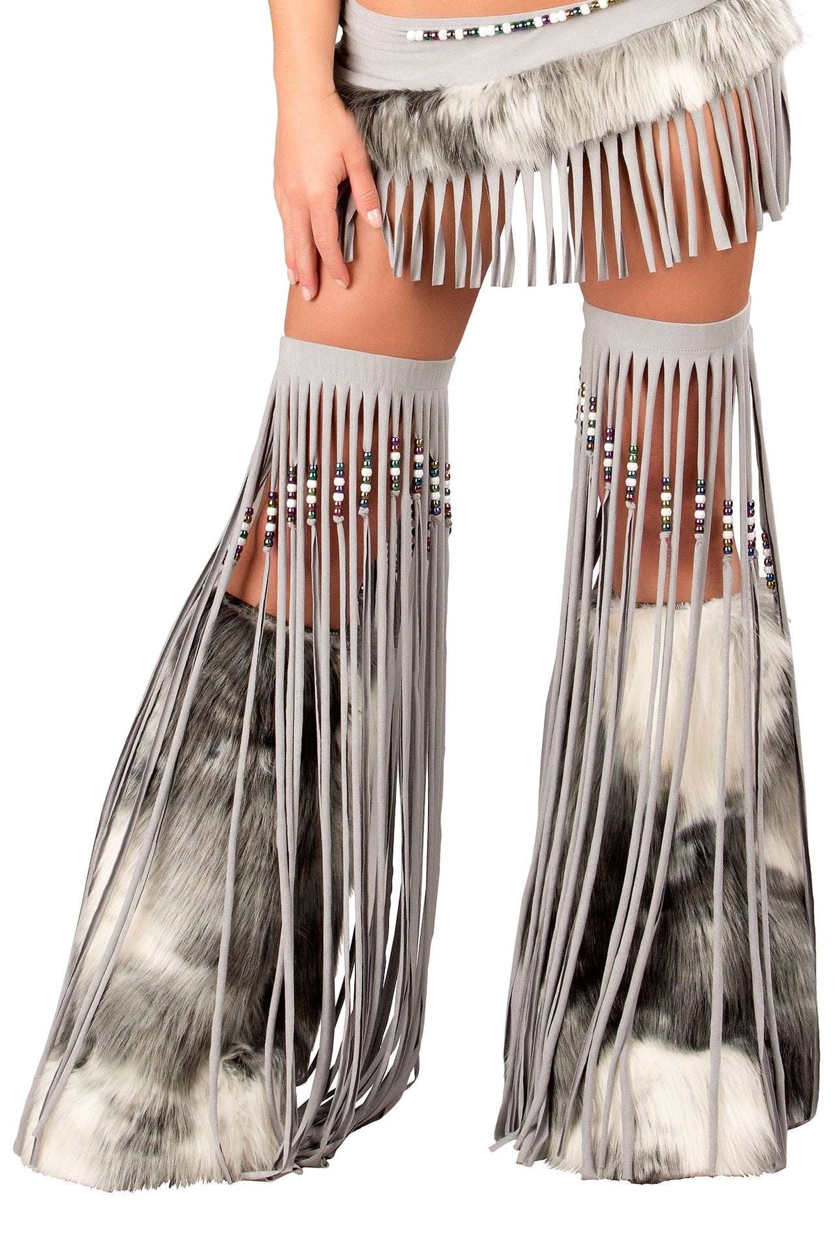 J. Valentine Silver Beaded Fringe Leggings CS218 - J. Valentine - Flyclothing LLC