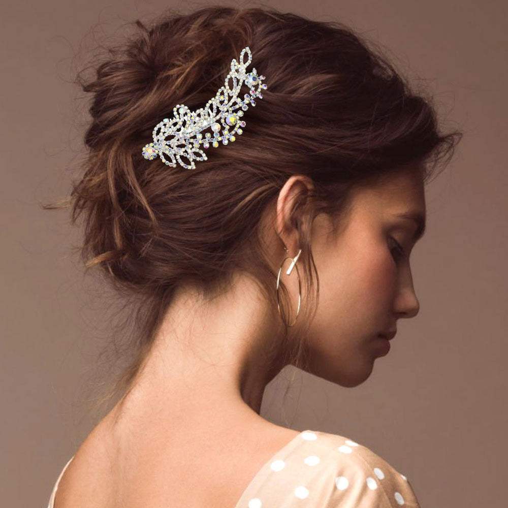 Round Stone Cluster Embellished Rhinestone Paved Hair Comb - Madeline Love - Flyclothing LLC