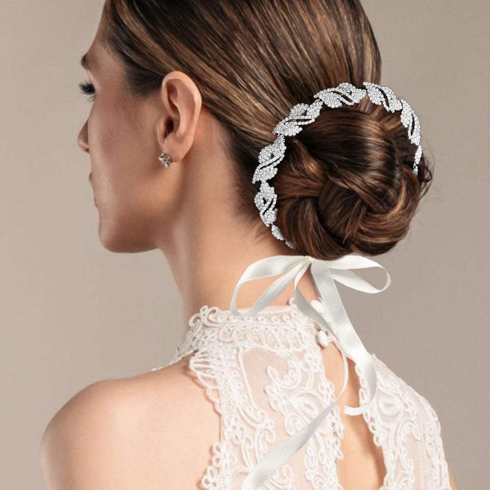 Rhinestone Paved Leaf Vine Wrap Headpiece - Madeline Love - Flyclothing LLC